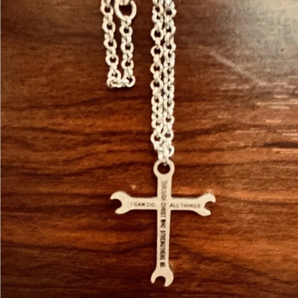 Cross Necklace I Can Do All Things Stainless Steel